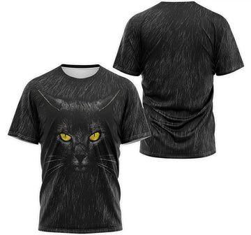 FUNSTUFFPRINT Personalized T-Shirt, Hoodie - Cat Yellow Eyes Face Hair 3D T-shirt