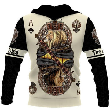 FUNSTUFFPRINT Ace Spade Lion King Poker 3D All Over Printed Hoodie The King 3D Hoodie and Zip Hoodie