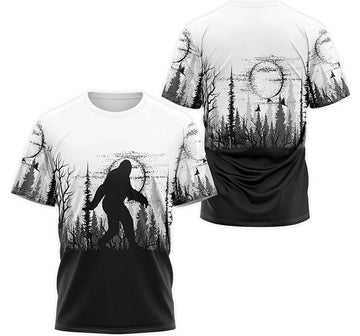 FUNSTUFFPRINT Personalized T-Shirt, Hoodie - Bigfoot Forest Night Moon 3D T-shirt