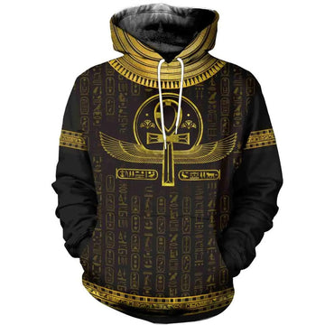FUNSTUFFPRINT Egyptian Cross Ankh Gold 3D Hoodie and Zip Hoodie