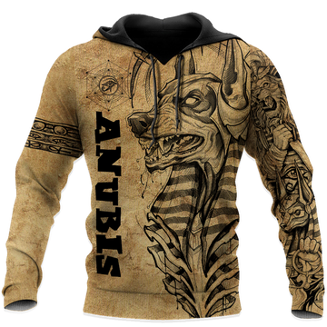 FUNSTUFFPRINT Egyptian Gods Ancient Anubis Tattoo 3D Hoodie and Zip Hoodie
