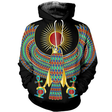 FUNSTUFFPRINT Egyptian Sun God Horus 3D Hoodie and Zip Hoodie