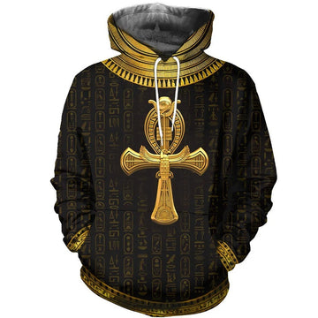 FUNSTUFFPRINT Egyptian Symbol Gold 3D Hoodie and Zip Hoodie