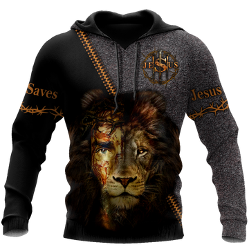 FUNSTUFFPRINT Faith In God Lion Jesus Save Christian 3D Hoodie and Zip Hoodie