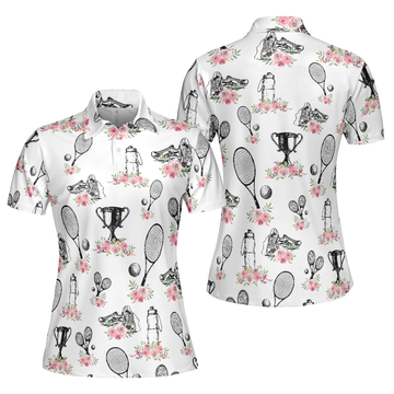 Floral Tennis Player Shirt Short Sleeve Women Polo Shirt