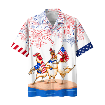 Chicken Hawaiian Shirts Independence Day Is Coming, 4Th Of July Funny Chicken Hawaii Aloha Beach Shirt, Chicken Lovers