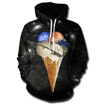 FUNSTUFFPRINT Galaxy Ice Cream 3D Hoodie and Zip Hoodie