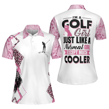 Golf Girls Are Cooler Leopard Pattern Short Sleeve Women Polo Shirt, Pink Argyle Pattern Golf Shirt For Ladies