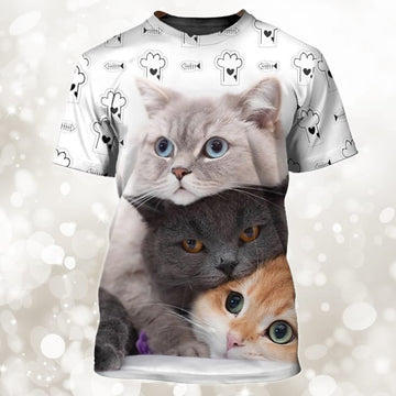 FUNSTUFFPRINT 3D Full Printed Cat On T-Shirt, CaT-Shirt, Shirt For Cat Lovers 3D T-shirt