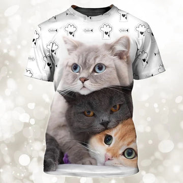 3D Full Printed Cat On T-Shirt, CaT-Shirt, Shirt For Cat Lovers