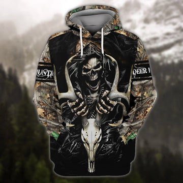 FUNSTUFFPRINT Skull - Deer Hunting 3D Hoodie and Zip Hoodie