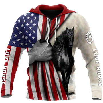 FUNSTUFFPRINT Hoodie Horse Flag 3D Hoodie and Zip Hoodie