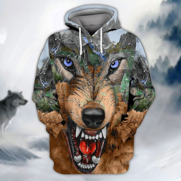 FUNSTUFFPRINT Full Print - Wolf 3D Hoodie and Zip Hoodie