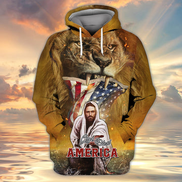 FUNSTUFFPRINT God bless America 3D full print shirt Gift for Christian 3D Hoodie and Zip Hoodie