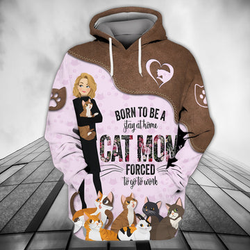 FUNSTUFFPRINT Born To Be A Cat Mom 3D Hoodie and Zip Hoodie