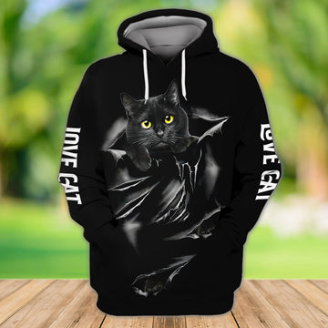 FUNSTUFFPRINT Black Cat S4 Full Print 3D Hoodie and Zip Hoodie