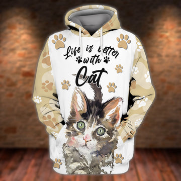 FUNSTUFFPRINT Life is Better With Cats 3D Hoodie and Zip Hoodie