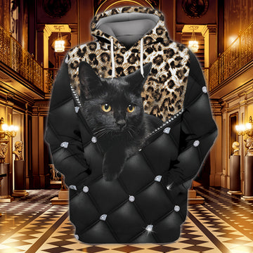 FUNSTUFFPRINT Royal Black Cat 3D Hoodie and Zip Hoodie