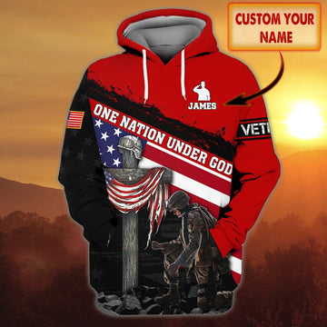 FUNSTUFFPRINT One Nation Under God - Personalized Name 3D Hoodie - DAH HKM 75 3D Hoodie and Zip Hoodie