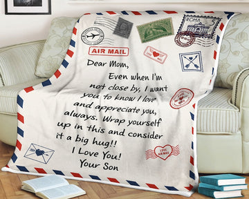 FUNSTUFFPRINT Letter blanket dear mom even when i'm not close by i want you to know i love and appreciate and consider it a big hug i love you your son