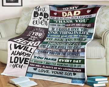 FUNSTUFFPRINT Family wooden background fleece blanket to my dad how special you are to me you are my hero be my loving father love your son, gift for dad