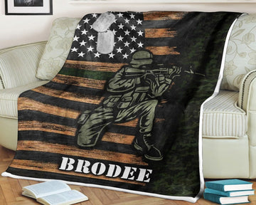 FUNSTUFFPRINT Soldier patriotic American Flag fleece blanket custom US military soldier blanket, patriotic American, Army's lover gift, soldier lover gift
