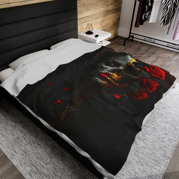 FUNSTUFFPRINT Gothic Blanket, Velveteen Plush Blanket, Gothic Inspired Bedding, Skull Blanket, Goth Throw | Shop Now!