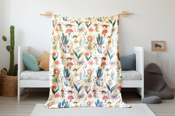 FUNSTUFFPRINT Whimsical Fairies Baby Girl Blanket, Baby Shower Gift Idea, Girl Swaddle Blanket, Fairy Blanket, Keepsake Blanket, Childrens Kids Blankets