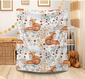 FUNSTUFFPRINT Woodland Animal Blanket| Baby Blanket| Nursery Decor| Kids Blanket| Baby Gift| Home Decor| Camping Blanket| Nature Lover Gift| Sofa Blanket