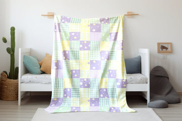 FUNSTUFFPRINT Floral Patchwork Baby Blanket, Sherpa Blanket, Mom Gift, Baby Shower Gift, Baby Girl Keepsake, Children Kids Blankets, Velveteen Blanket