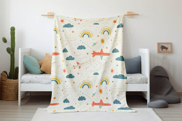 FUNSTUFFPRINT Airplanes Baby Boy Blanket Airplane Baby Gift Airplanes Nursery Bedding Newborn Gifts Aviation Blanket Aviator Nurser Baby Boy Blanket