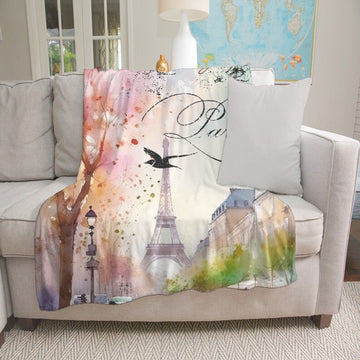 FUNSTUFFPRINT Paris Minky Blanket, Beautiful Paris, Eiffel Tower Minky Blanket