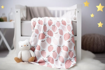 FUNSTUFFPRINT Pastel Strawberry Baby Blanket, Pink Baby Blanket, Baby Girl Blanket Children Kids Blanket, Sherpa Blanket, Velveteen Blanket, Throw Blanket