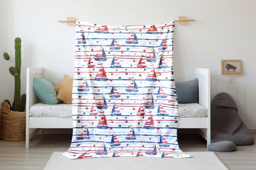 FUNSTUFFPRINT Sailboats Baby Blanket, Nautical Baby Keepsake, Baby Shower Gift, Children Kids Blankets, Baby Boy Blanket, New Mom Gift, Baby Boy Blanket