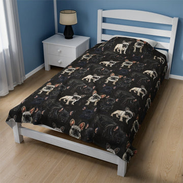 FUNSTUFFPRINT Cute Dog Blanket Velveteen Plush Blanket, soft blanket, cute blanket, Frenchie blanket, French bull dog blanket baby blanket dog blanket