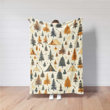 FUNSTUFFPRINT Camping Blanket,Outdoor Camper Decor,Nature Lover Gift,Summer Camp Blanket,Hiking Gift,Adventure Awaits,Camping Accessories,Lake House Decor