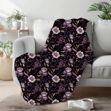FUNSTUFFPRINT Purple Hibiscus Floral Throw Blanket For Bed, Whimsigoth Decor Home Decor For Bedroom, Cozy Christmas Gifts For Wife, Yule Gifts, Birth
