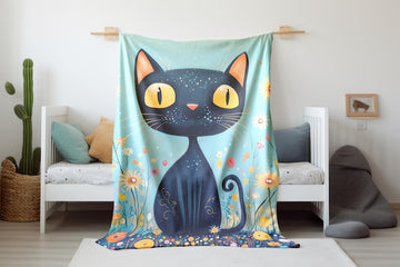 FUNSTUFFPRINT Baby Blanket Cute Kitty Print, Whimsical Cat Velveteen Blanket, Sherpa Blanket Nursery Room Decor Cat Lover
