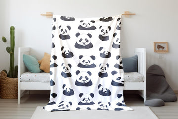 FUNSTUFFPRINT Panda Bear Baby Swaddle Blanket, Black and White Velveteen Blanket, Baby Shower Gift, Baby Boy Blanket, Animal Blanket, Sherpa Baby Blanket