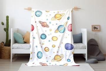 FUNSTUFFPRINT Solar System Baby Blanket, Baby Sherpa Blanket, Napping Time Blanket, Baby Shower Gift, Velveteen Blanket, Newborn Gift, Baby Boy Blanket