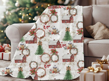 FUNSTUFFPRINT Christmas Blanket| Farmhouse Christmas Home Decor| Rustic Christmas Decor| Holiday Blanket| Home Living Room| Christmas Gift| Cabin Blanket