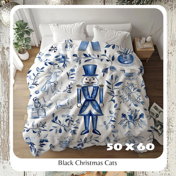FUNSTUFFPRINT Nutcracker Ballet Cozy Throw Blanket, Festive Holiday Throw, Cozy Christmas Blanket, Christmas Blanket, Holiday Throw