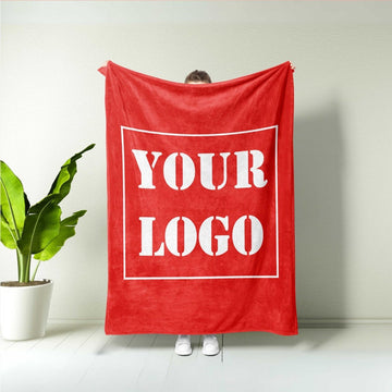 FUNSTUFFPRINT Custom Logo Blanket, Your Logo Blanket, Christmas Gift for Coworker, Bedding Decor, Home Decor, Christmas Decor, Personalized Office Decor