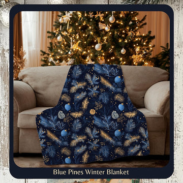 FUNSTUFFPRINT Merry & Bright Blanket, Christmas Cozy Decor for Winter Nights, Snuggle Up with Our Blue Christmas Plush Blanket