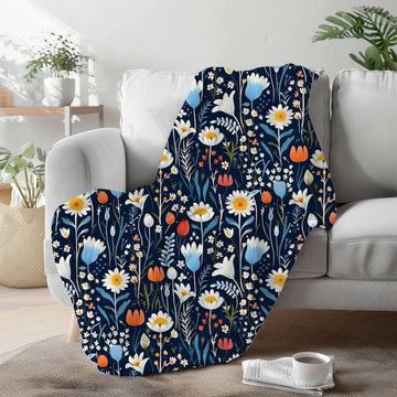 FUNSTUFFPRINT Floral Throw Blanket, Wildflower Decor, Cozy Christmas Gifts For Friends, Housewarming Gift For Couples, Botanical Throw, Velveteen Blanket