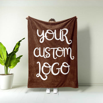 FUNSTUFFPRINT Personalized Logo Blanket, Christmas Gift for Coworker, Christmas Bedding, Home Decor, Bedding Decor, Company Logo Gift, Winter Season Gift