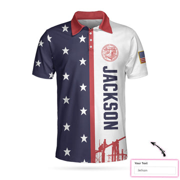 Custom Ironworker USA Flag Custom Polo Shirt, Patriotic Personalized American Flag Polo Shirt, Patriotic Ironworker Shirt