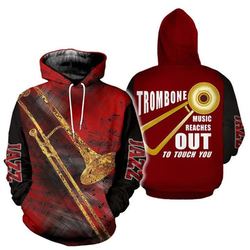 FUNSTUFFPRINT Jazz Trombone Art Trombone Music 3D Hoodie and Zip Hoodie