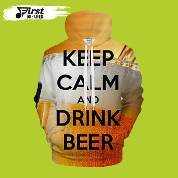FUNSTUFFPRINT Keep Calm Drink Beer 3D Hoodie and Zip Hoodie