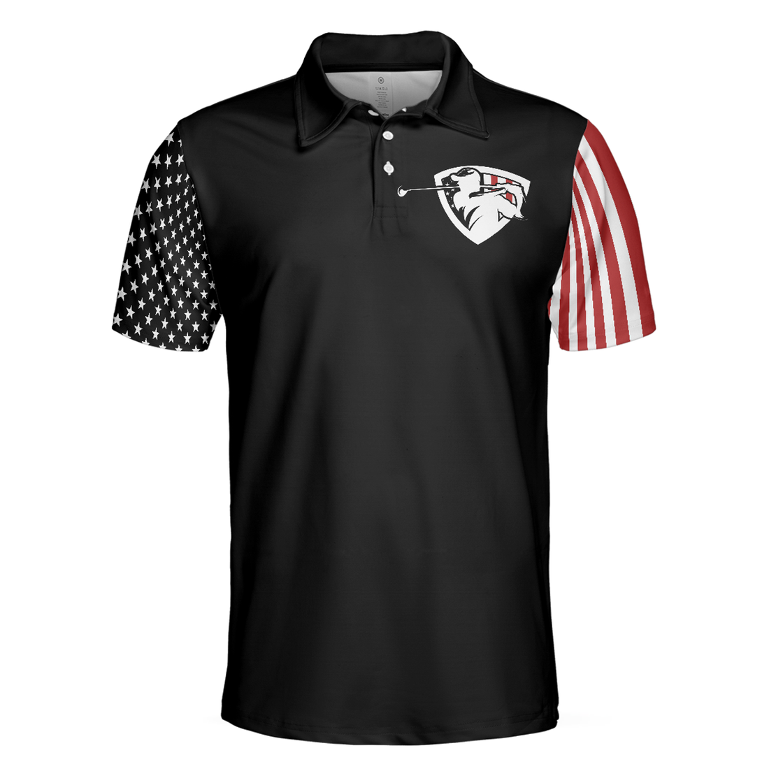 Let's Par Tee Short Sleeve Golf Polo Shirt, Dark Theme American Flag Polo Shirt, Patriotic Golf Shirt For Men